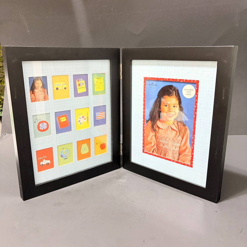 Hallmark Black Wood Bi-Fold School Years Picture Frames 8x10 and 12 Multi Slots